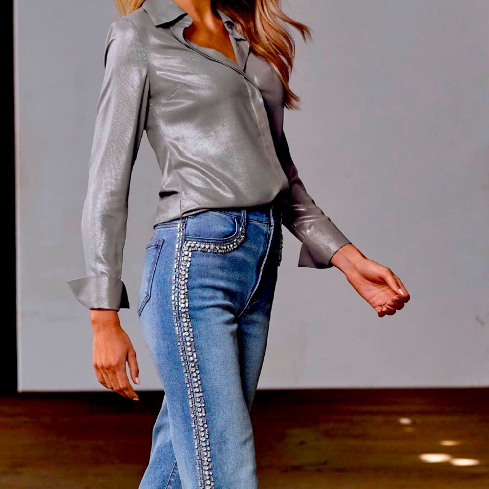 Gray metallic blouse